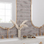 Wooden Beige Dots Etched Subway Marble Tile Bathroom Backsplash