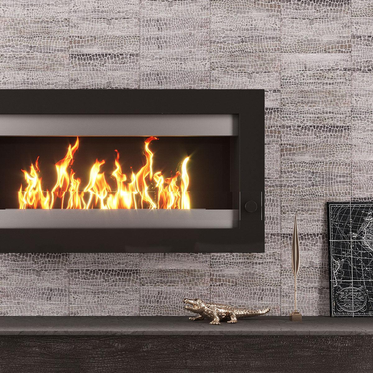 Wooden Beige Gator Etched Subway Marble Tile