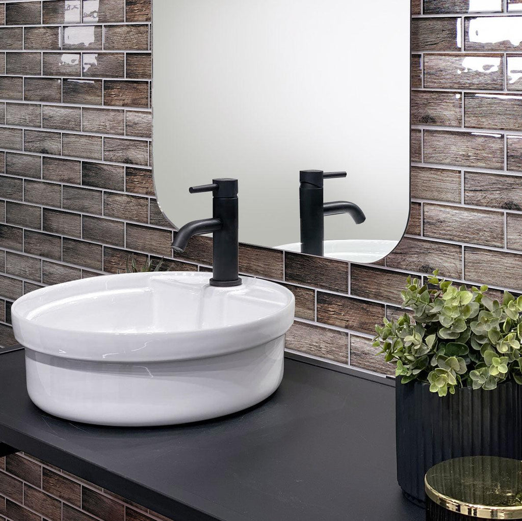 Wooden Glass Subway Mosaic Tile Bathroom Backsplash