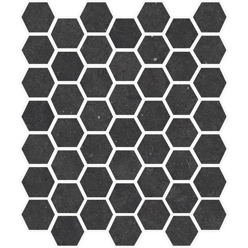 Yosemite Black Stone Look Hexagon Ceramic Mosaic Tile | Tile Club