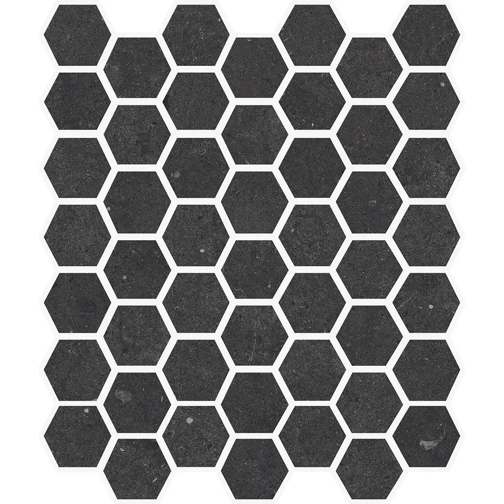 Yosemite Black Stone Look Hexagon Ceramic Mosaic Tile | Tile Club