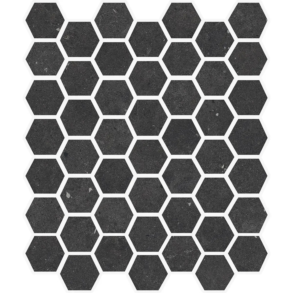 Yosemite Black Stone Look Hexagon Ceramic Mosaic Tile | Tile Club