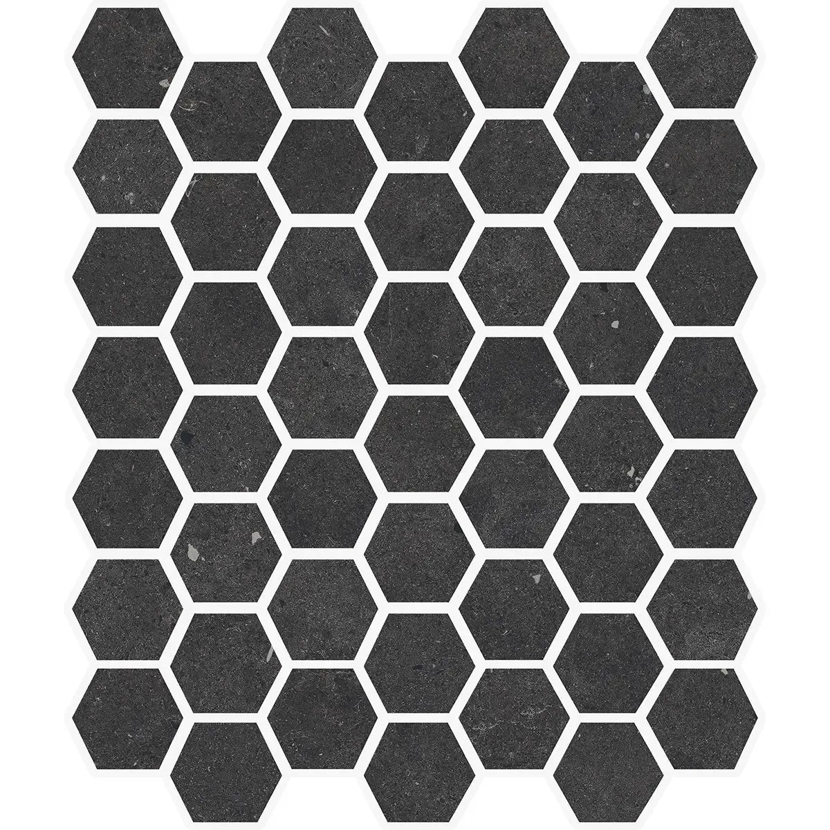 Yosemite Black Stone Look Hexagon Ceramic Mosaic Tile | Tile Club