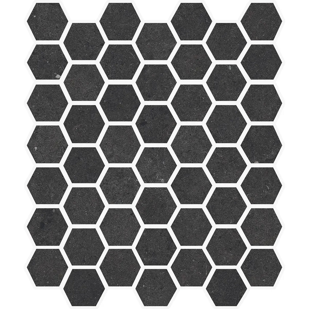 Yosemite Black Stone Look Hexagon Ceramic Mosaic Tile | Tile Club