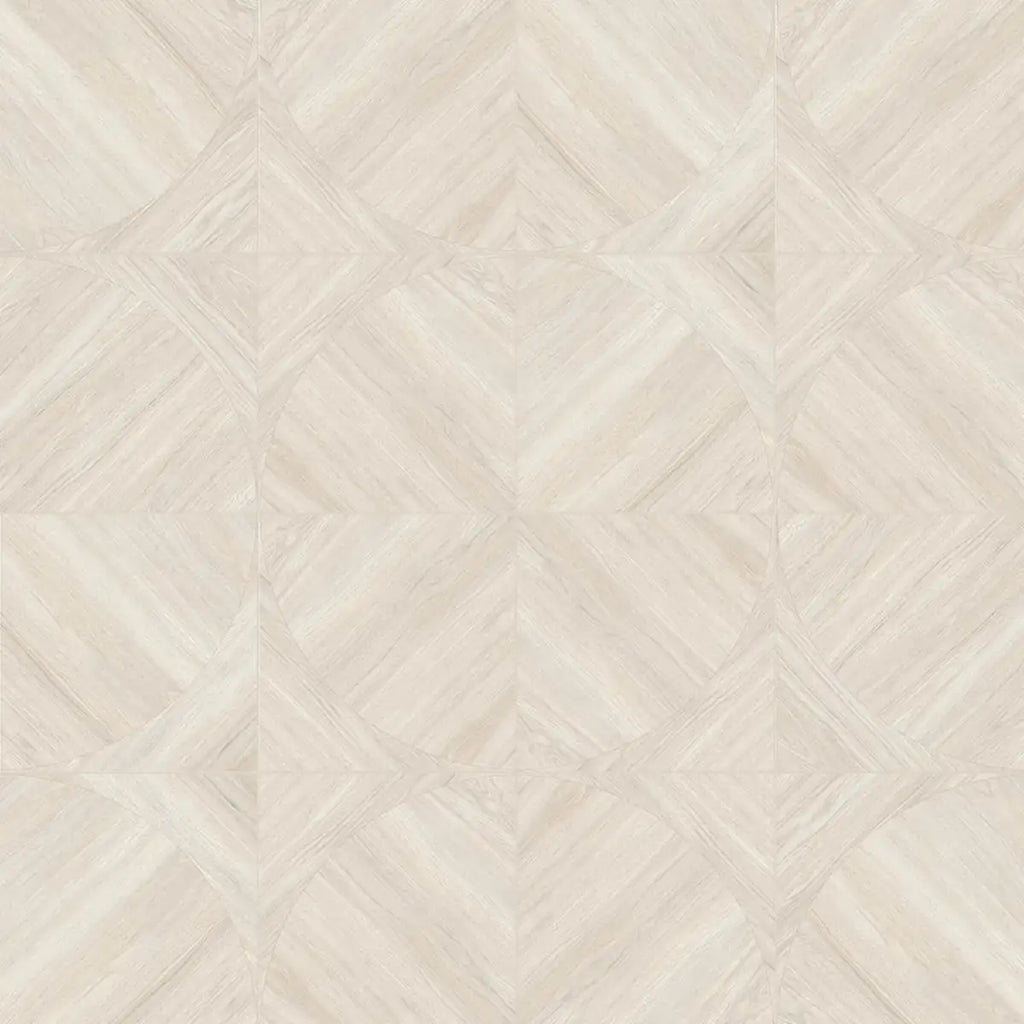 Japandi White Geometric Parquet Wood-Look Tile Flooring