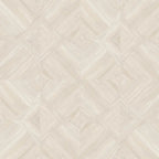 Japandi White Geometric Parquet Wood-Look Tile Flooring