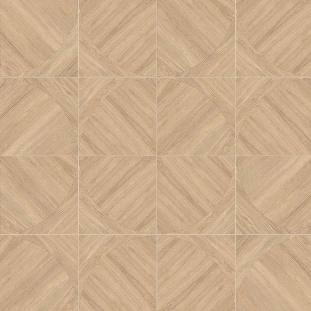 Japandi Honey Geometric Parquet Wood-Look Tile Flooring