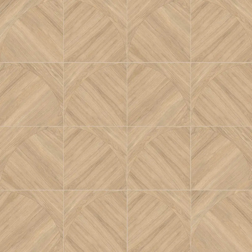 Japandi Honey Geometric Parquet Wood-Look Tile Flooring