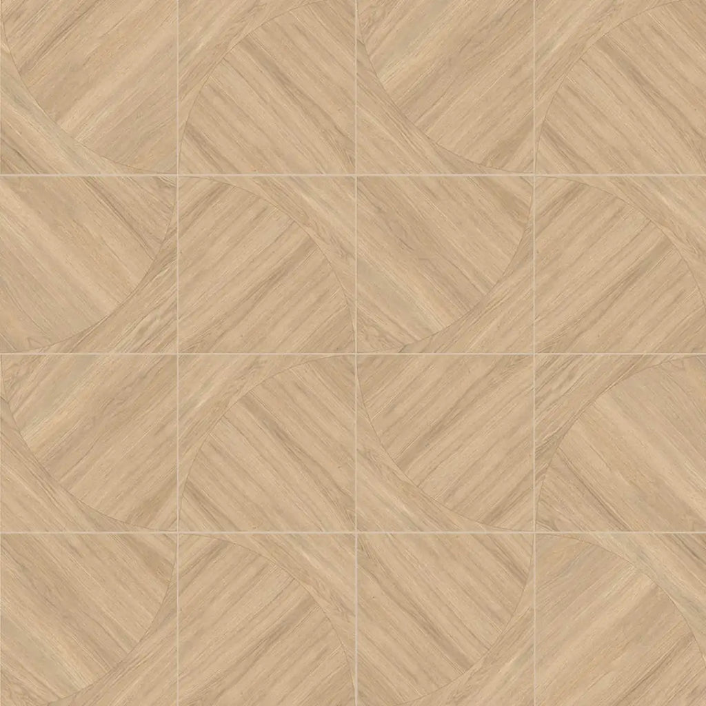 Japandi Honey Geometric Parquet Wood-Look Tile Flooring