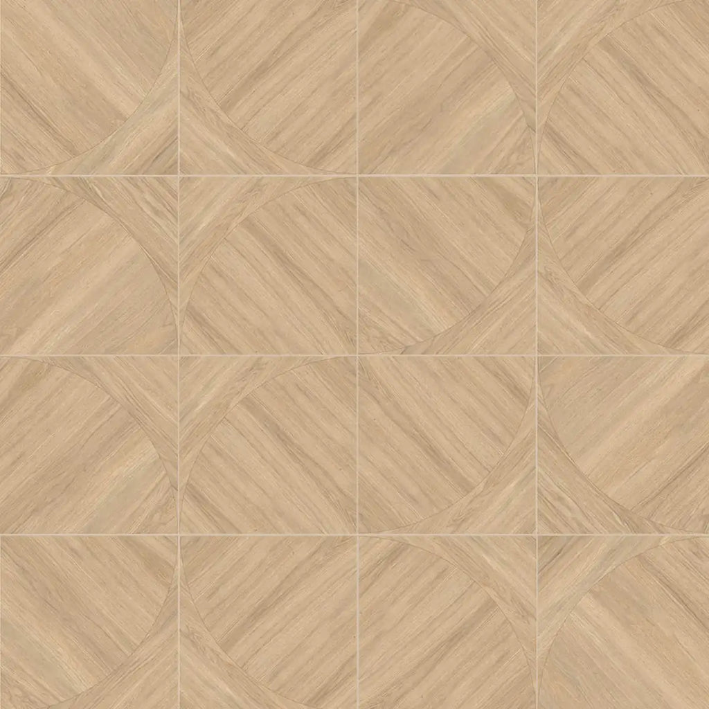 Japandi Honey Geometric Parquet Wood-Look Tile Flooring