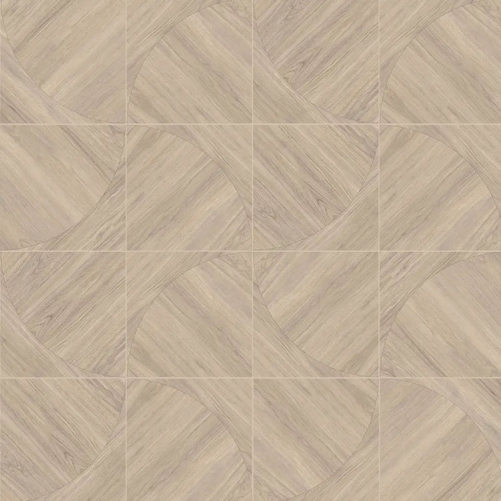 Japandi Natural Geometric Parquet Wood-Look Tile Flooring