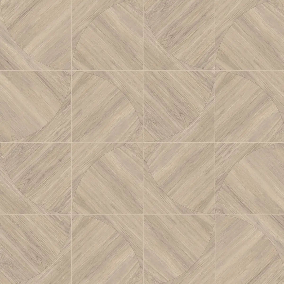 Japandi Natural Geometric Parquet Wood-Look Tile Flooring
