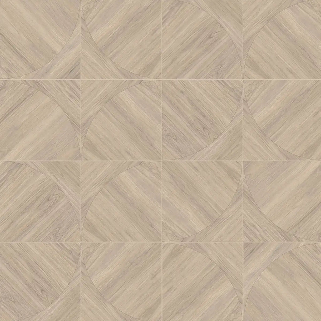 Japandi Natural Geometric Parquet Wood-Look Tile Flooring