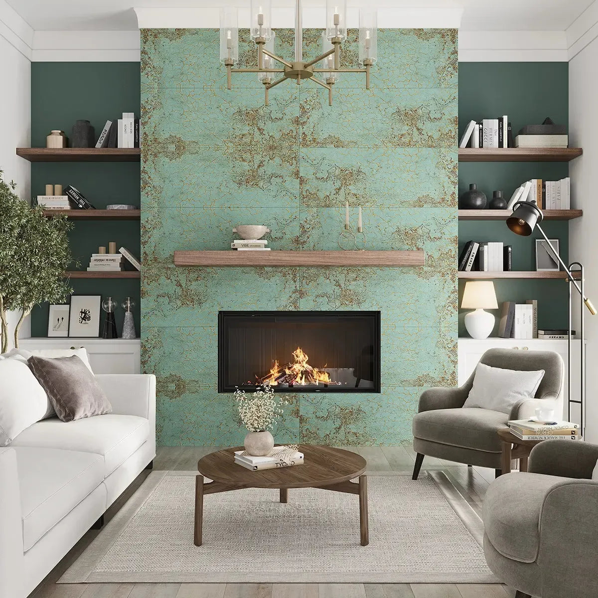 Zinc Green Gold Crackle Ceramic Wall Tile 18