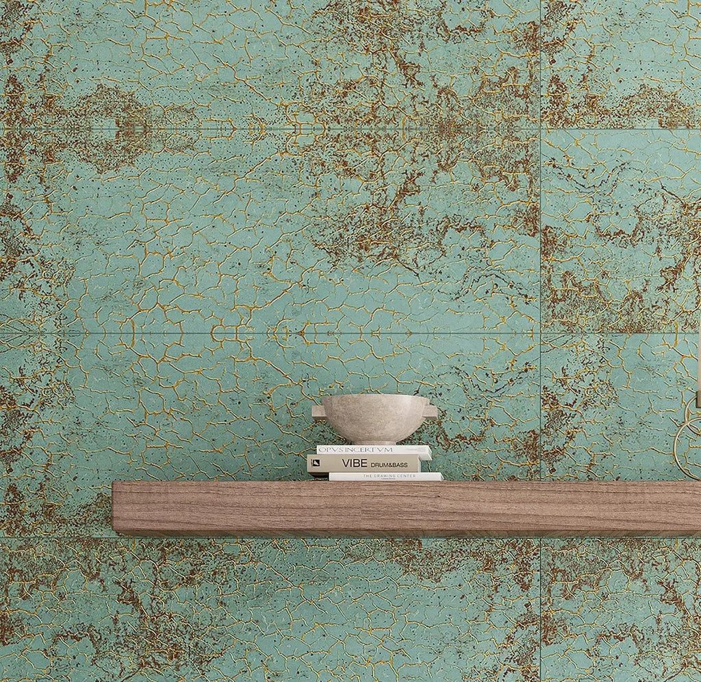 Zinc Green Crackle Ceramic Wall Tile For Fireplace Surround