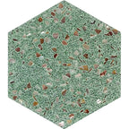 Corazza Tropical Green Shell and Terrazzo Hexagon Tile