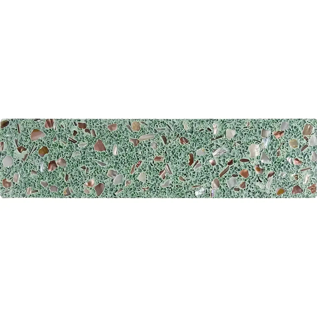 Corazza Tropical Green Shell and Terrazzo Subway Tile
