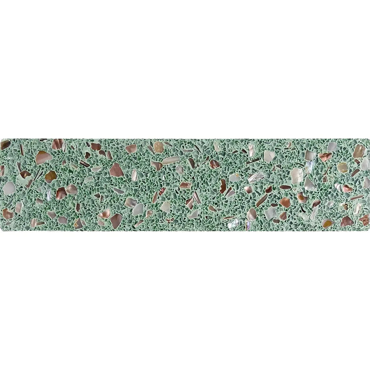 Corazza Tropical Green Shell and Terrazzo Subway Tile