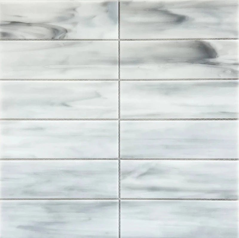 White Opal Rectangle Glass Mosaic Sample Swatch | Preview Tiles at Home